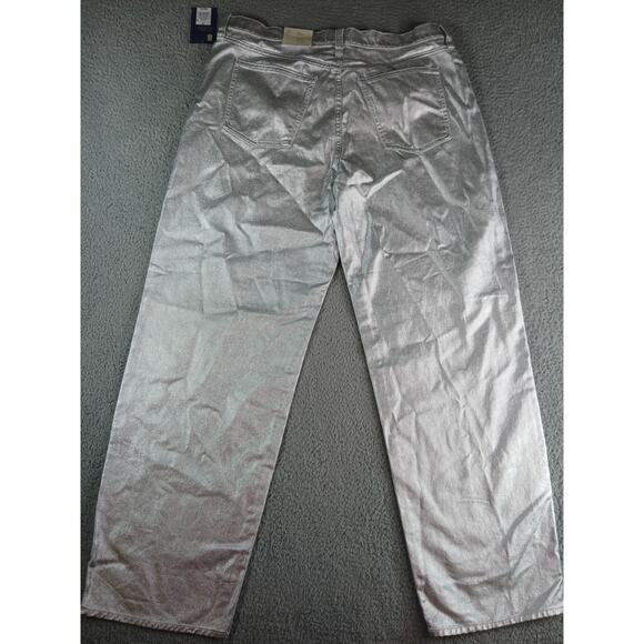 Universal Thread Jeans Women 12R Silver Metallic 90s Baggy Stretch Straight NWT - Picture 7 of 9